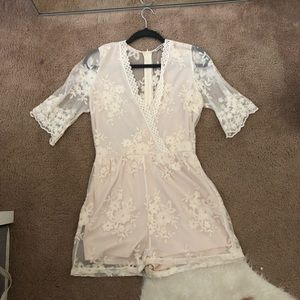 Lace V-neck romper